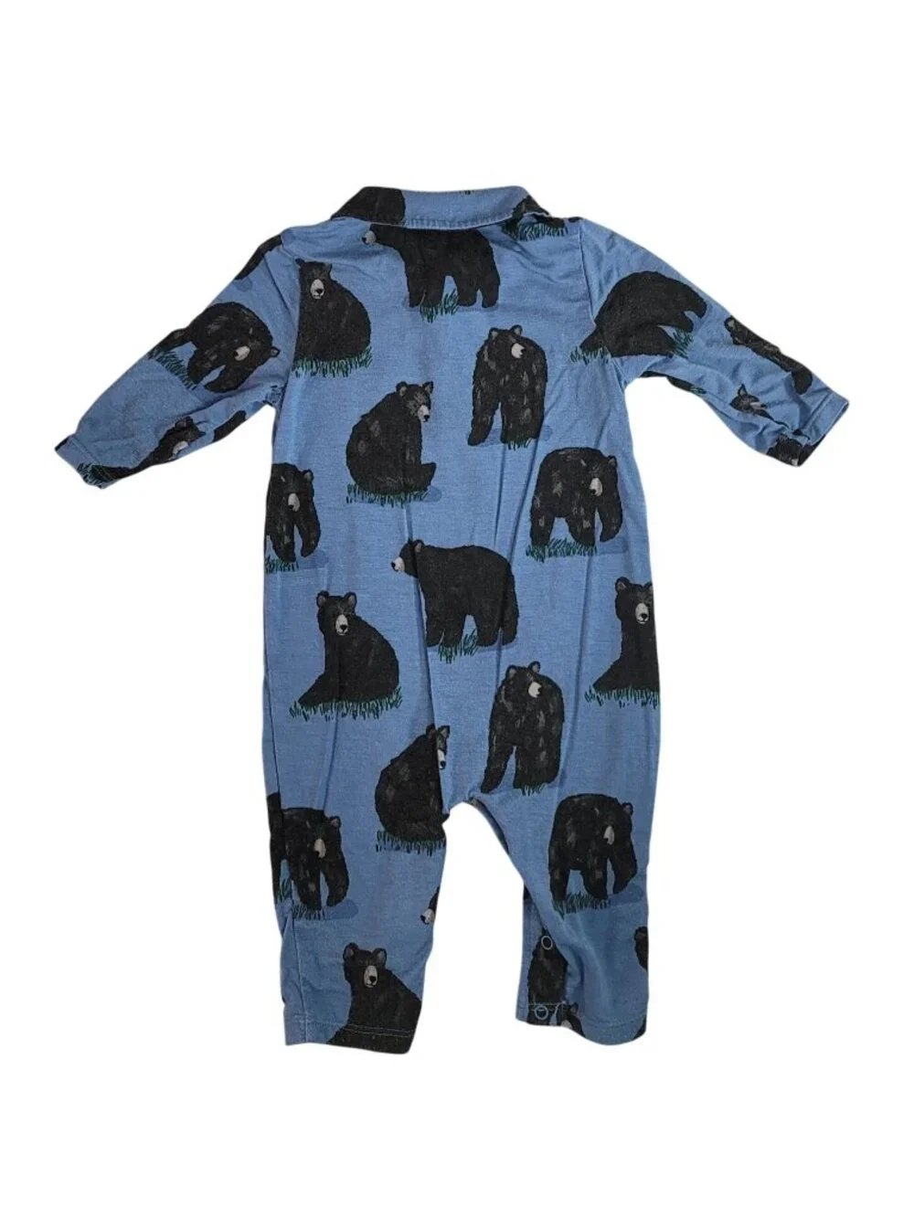 Angel Dear Bears Sleeper Blue Black 3-6M One Piece Snaps Long Sleeve Bamboo